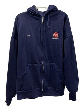84 Lumber Hoodie size 2X Full Zip Thermal Sweatshirt Embroidered Logo Name Tim